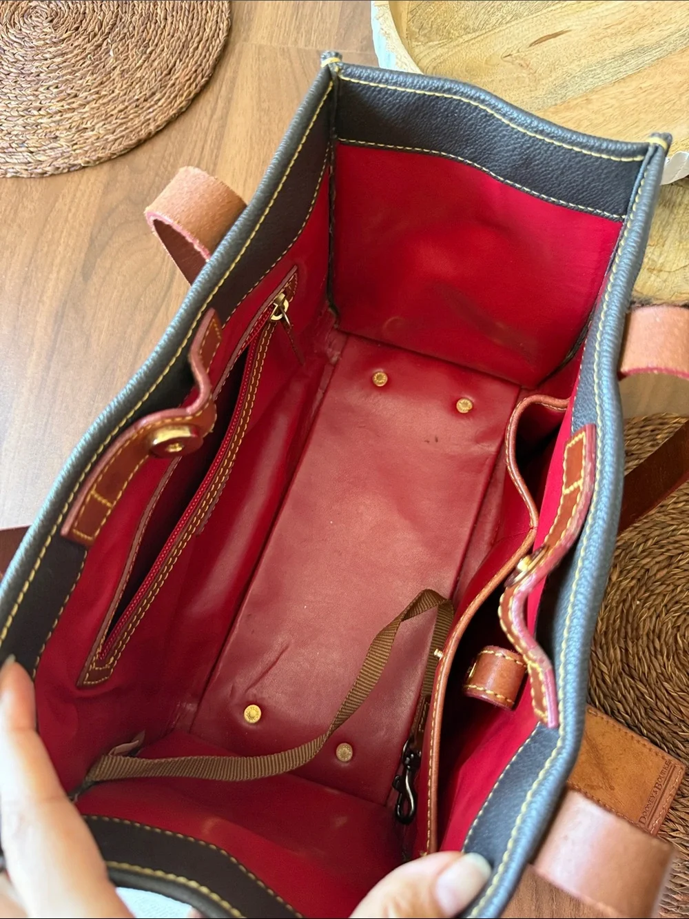 Dooney & Bourke Dark Brown with Leather-Trim Medium Tote Bag - Picture 3 of 7